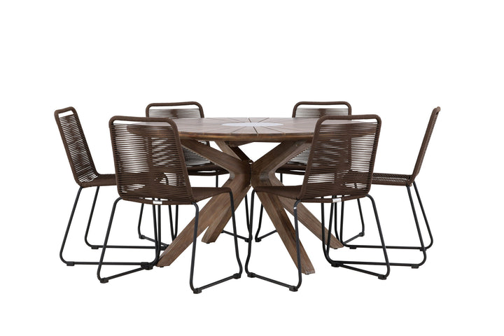 Venture Home Rosario Dining Table- Teak Ø140 +Lindos Diningchair Aluminium - Black / _6