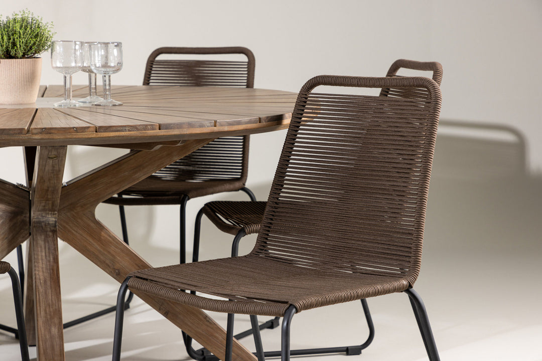 Venture Home Rosario Dining Table- Teak Ø140 +Lindos Diningchair Aluminium - Black / _6