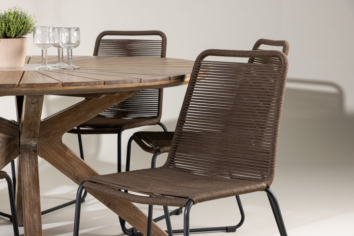 Venture Home Rosario Dining Table- Teak Ø140 +Lindos Diningchair Aluminium - Black / _6