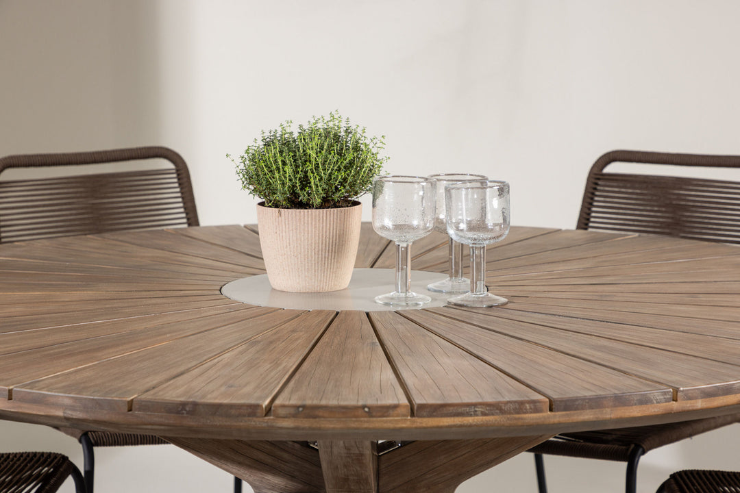 Venture Home Rosario Dining Table- Teak Ø140 +Lindos Diningchair Aluminium - Black / _6
