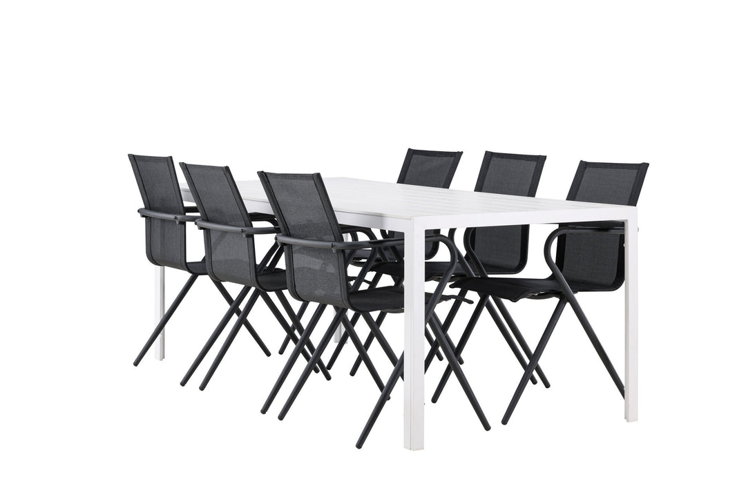 Venture Home Break Dining Table  - White / White Aintwood +Alina Dining Chair - Black Alu / Black Textilene _6