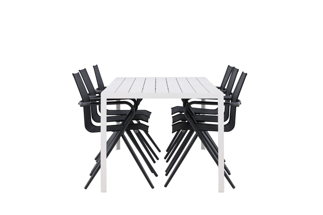 Venture Home Break Dining Table  - White / White Aintwood +Alina Dining Chair - Black Alu / Black Textilene _6