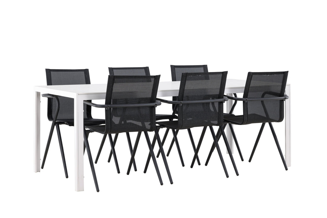 Venture Home Break Dining Table  - White / White Aintwood +Alina Dining Chair - Black Alu / Black Textilene _6