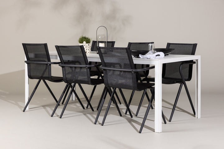 Venture Home Break Dining Table  - White / White Aintwood +Alina Dining Chair - Black Alu / Black Textilene _6
