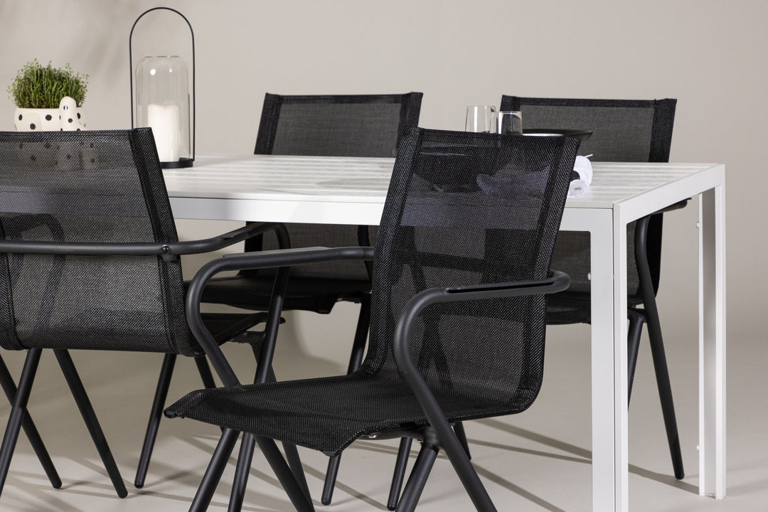 Venture Home Break Dining Table  - White / White Aintwood +Alina Dining Chair - Black Alu / Black Textilene _6