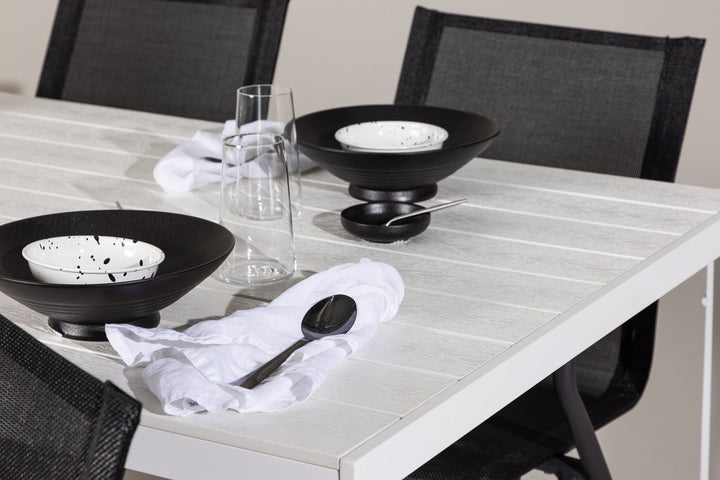 Venture Home Break Dining Table  - White / White Aintwood +Alina Dining Chair - Black Alu / Black Textilene _6