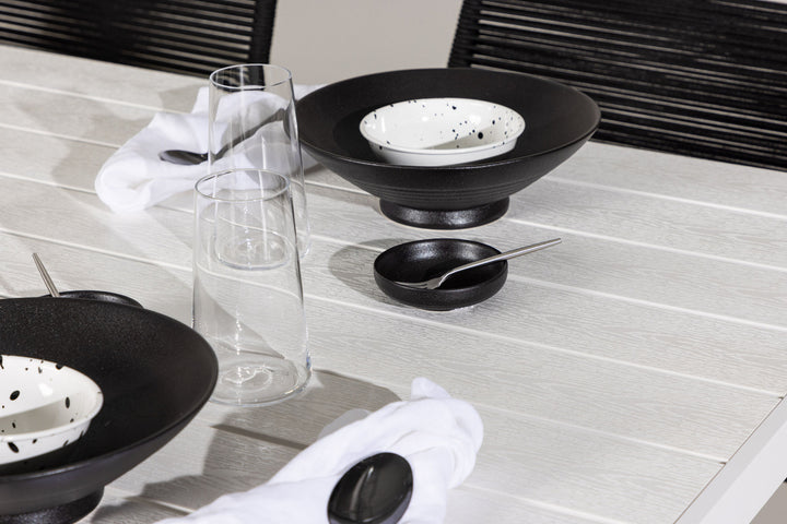Venture Home Break Dining Table  - White / White Aintwood +Lindos Armchair - Black Alu / Black Rope _6