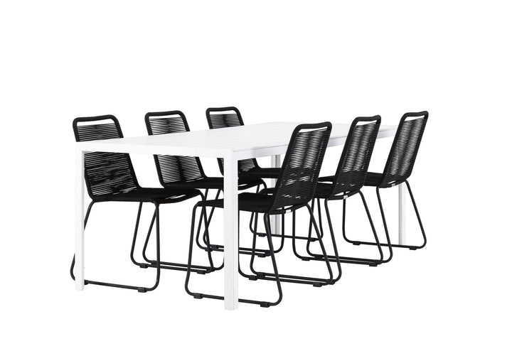 Venture Home Break Dining Table  - White / White Aintwood +Lindos Stacking Chair - Black Alu / Black Rope _6