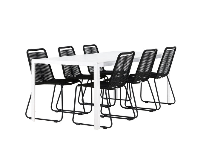 Venture Home Break Dining Table  - White / White Aintwood +Lindos Stacking Chair - Black Alu / Black Rope _6