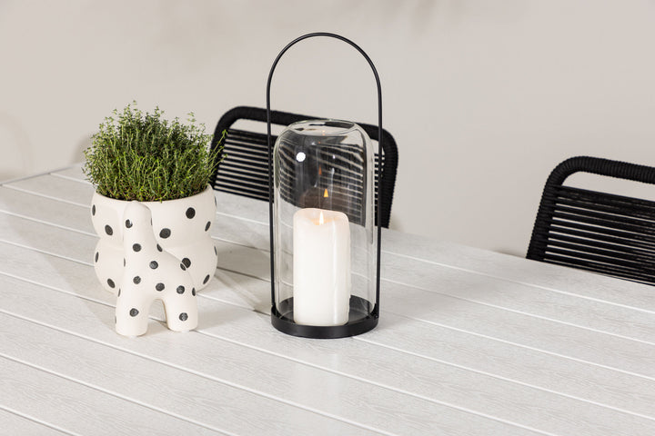 Venture Home Break Dining Table  - White / White Aintwood +Lindos Stacking Chair - Black Alu / Black Rope _6