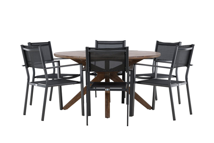 Venture Home Rosario Dining Table- Teak Ø140 +Copacabana Stacking Chair - Black/Black - Ersätter 4131-408 _6