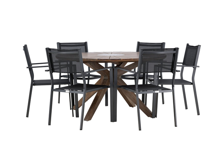 Venture Home Rosario Dining Table- Teak Ø140 +Copacabana Stacking Chair - Black/Black - Ersätter 4131-408 _6