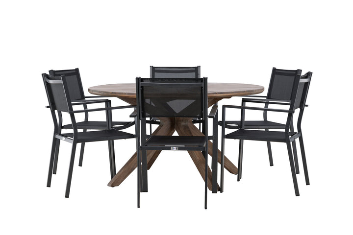 Venture Home Rosario Dining Table- Teak Ø140 +Copacabana Stacking Chair - Black/Black - Ersätter 4131-408 _6