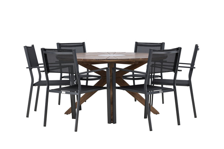 Venture Home Rosario Dining Table- Teak Ø140 +Copacabana Stacking Chair - Black/Black - Ersätter 4131-408 _6