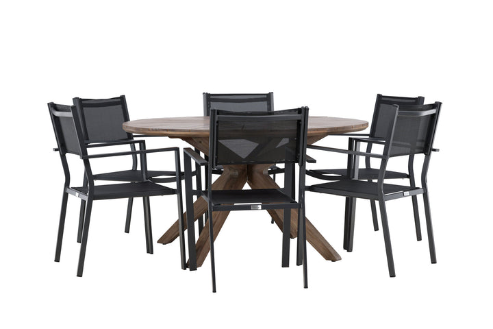 Venture Home Rosario Dining Table- Teak Ø140 +Copacabana Stacking Chair - Black/Black - Ersätter 4131-408 _6
