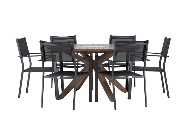 Venture Home Rosario Dining Table- Teak Ø140 +Copacabana Stacking Chair - Black/Black - Ersätter 4131-408 _6