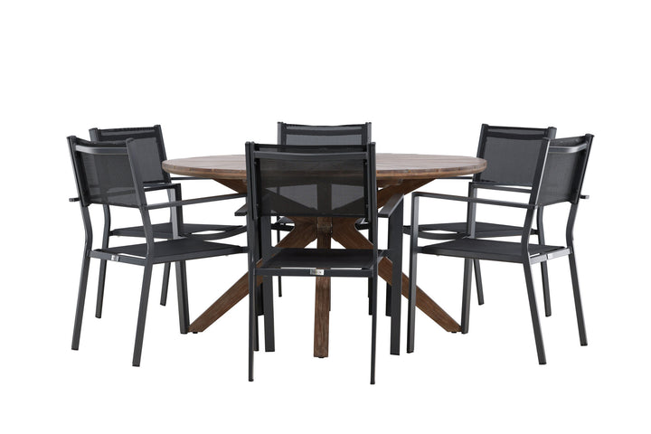 Venture Home Rosario Dining Table- Teak Ø140 +Copacabana Stacking Chair - Black/Black - Ersätter 4131-408 _6