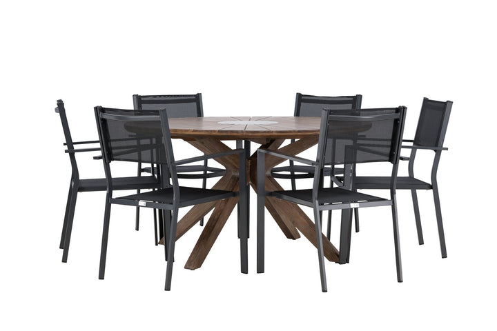 Venture Home Rosario Dining Table- Teak Ø140 +Copacabana Stacking Chair - Black/Black - Ersätter 4131-408 _6