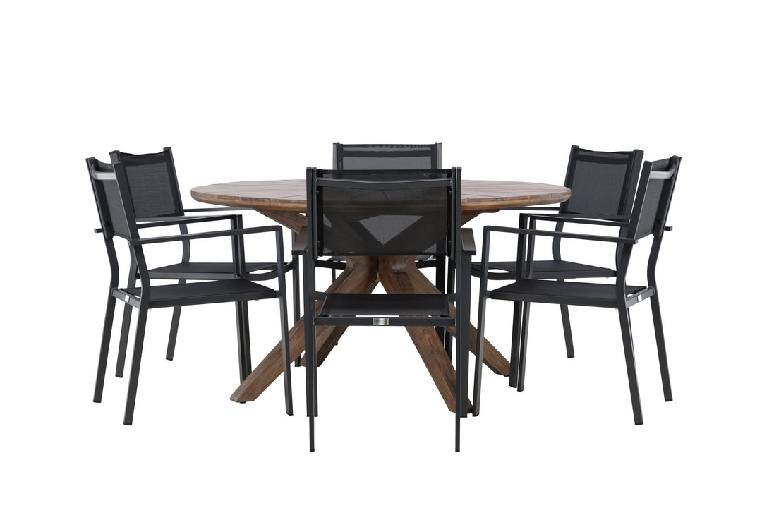 Venture Home Rosario Dining Table- Teak Ø140 +Copacabana Stacking Chair - Black/Black - Ersätter 4131-408 _6