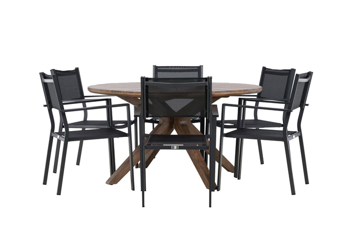 Venture Home Rosario Dining Table- Teak Ø140 +Copacabana Stacking Chair - Black/Black - Ersätter 4131-408 _6