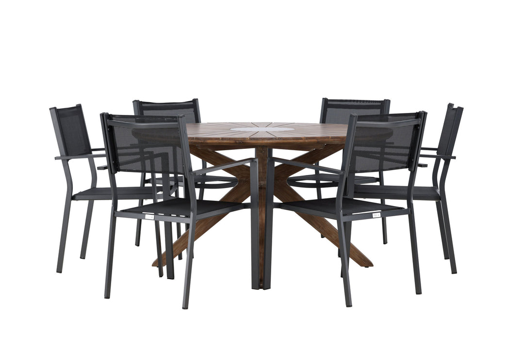 Venture Home Rosario Dining Table- Teak Ø140 +Copacabana Stacking Chair - Black/Black - Ersätter 4131-408 _6