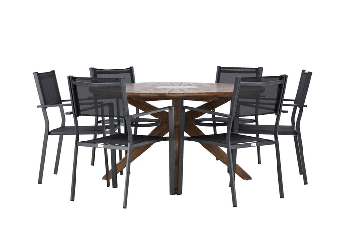 Venture Home Rosario Dining Table- Teak Ø140 +Copacabana Stacking Chair - Black/Black - Ersätter 4131-408 _6