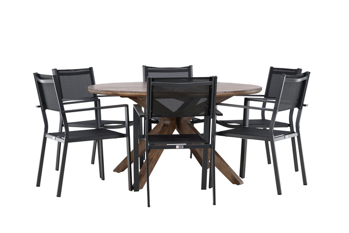 Venture Home Rosario Dining Table- Teak Ø140 +Copacabana Stacking Chair - Black/Black - Ersätter 4131-408 _6