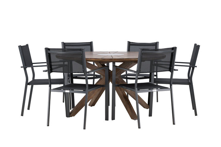 Venture Home Rosario Dining Table- Teak Ø140 +Copacabana Stacking Chair - Black/Black - Ersätter 4131-408 _6