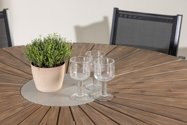 Venture Home Rosario Dining Table- Teak Ø140 +Copacabana Stacking Chair - Black/Black - Ersätter 4131-408 _6