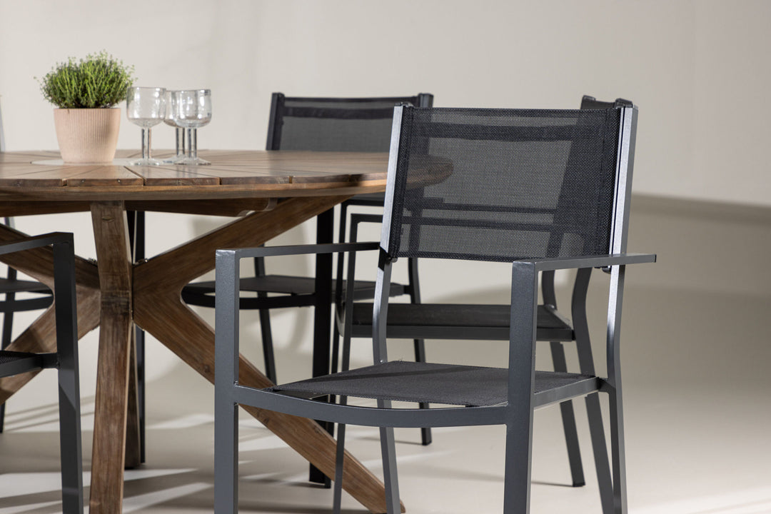 Venture Home Rosario Dining Table- Teak Ø140 +Copacabana Stacking Chair - Black/Black - Ersätter 4131-408 _6