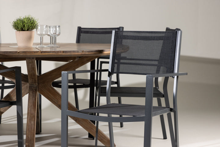 Venture Home Rosario Dining Table- Teak Ø140 +Copacabana Stacking Chair - Black/Black - Ersätter 4131-408 _6