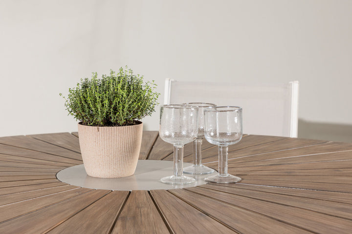 Venture Home Rosario Dining Table- Teak Ø140 +Copacabana Stacking Chair - Beige/Beige _6