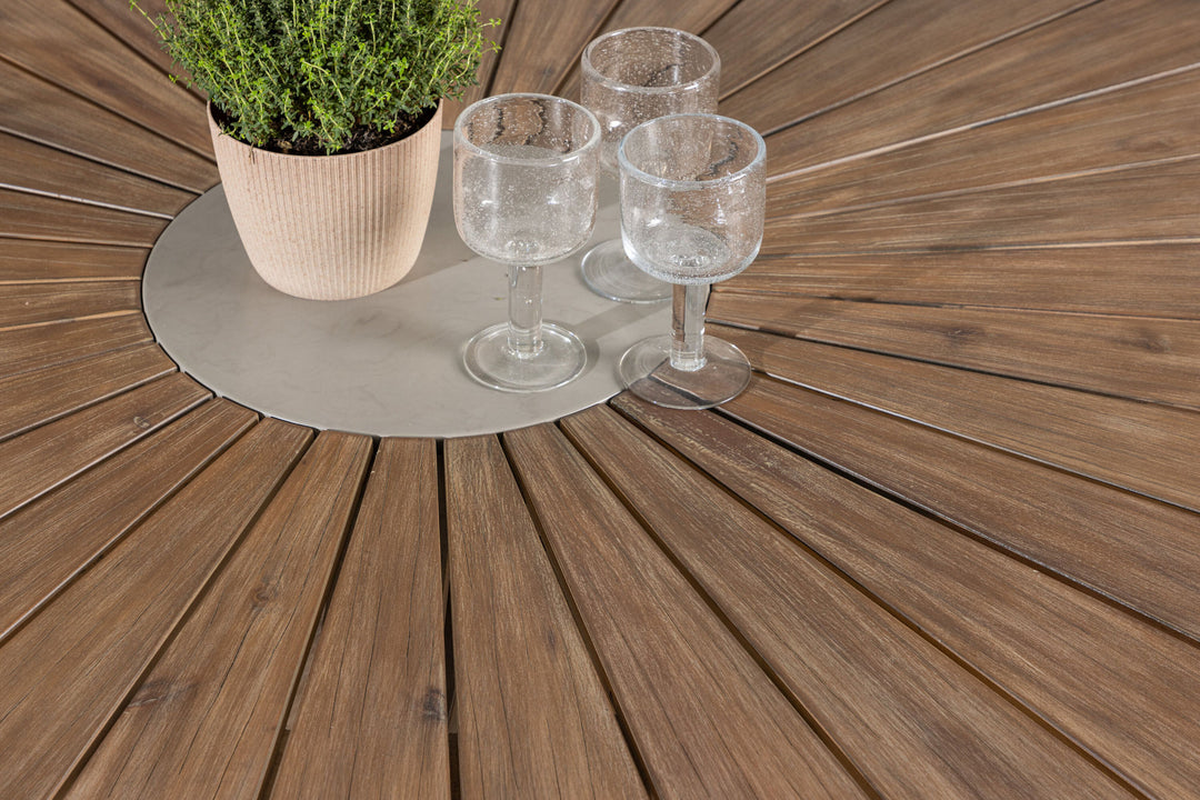 Venture Home Rosario Dining Table- Teak Ø140 +Copacabana Stacking Chair - Beige/Beige _6