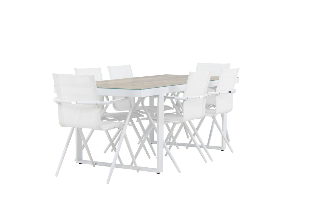 Venture Home Merlo Dining Table - White/Whitewash +Alina Dining Chair - white Alu / White Textilene _6