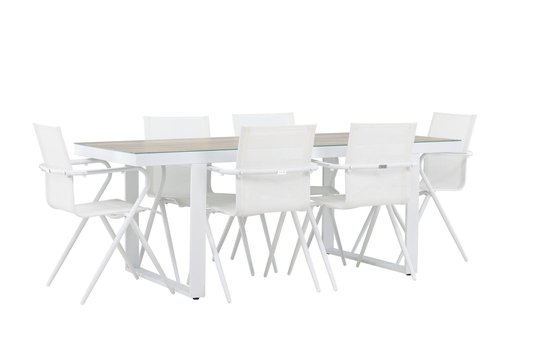 Venture Home Merlo Dining Table - White/Whitewash +Alina Dining Chair - white Alu / White Textilene _6