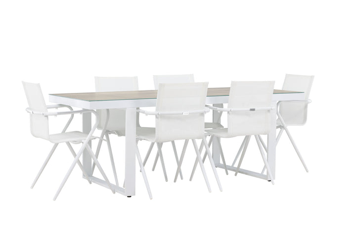 Venture Home Merlo Dining Table - White/Whitewash +Alina Dining Chair - white Alu / White Textilene _6