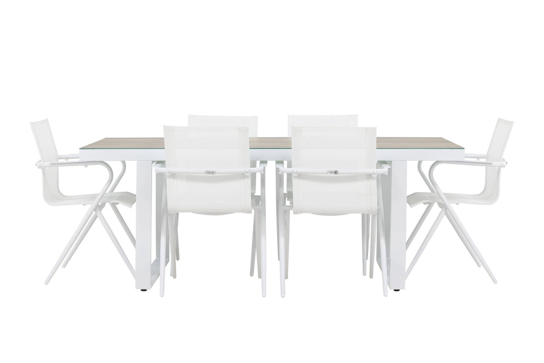 Venture Home Merlo Dining Table - White/Whitewash +Alina Dining Chair - white Alu / White Textilene _6