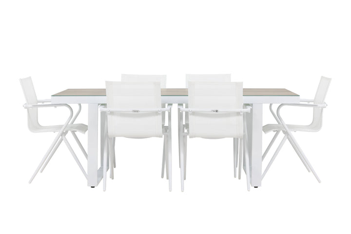 Venture Home Merlo Dining Table - White/Whitewash +Alina Dining Chair - white Alu / White Textilene _6