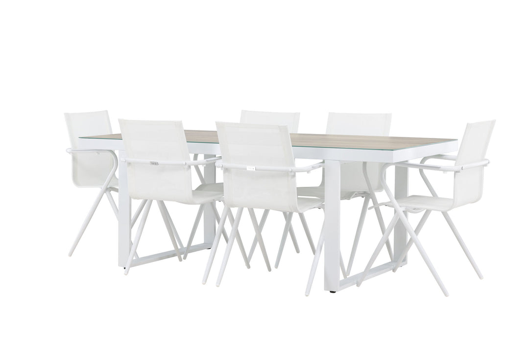 Venture Home Merlo Dining Table - White/Whitewash +Alina Dining Chair - white Alu / White Textilene _6