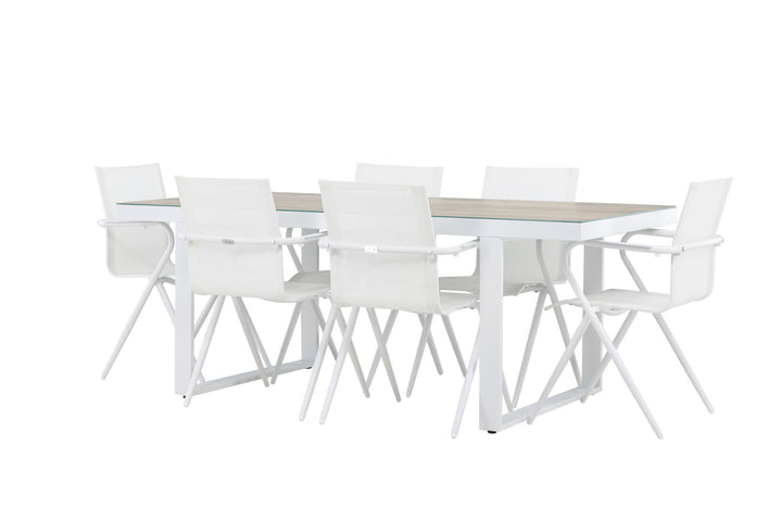 Venture Home Merlo Dining Table - White/Whitewash +Alina Dining Chair - white Alu / White Textilene _6