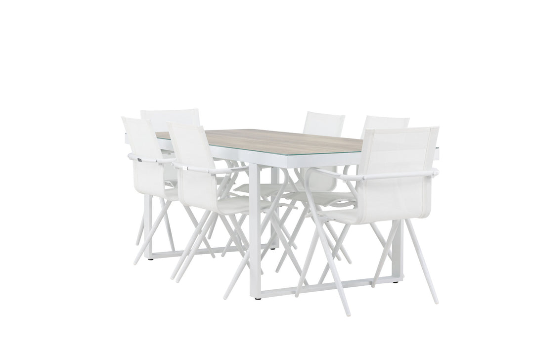Venture Home Merlo Dining Table - White/Whitewash +Alina Dining Chair - white Alu / White Textilene _6