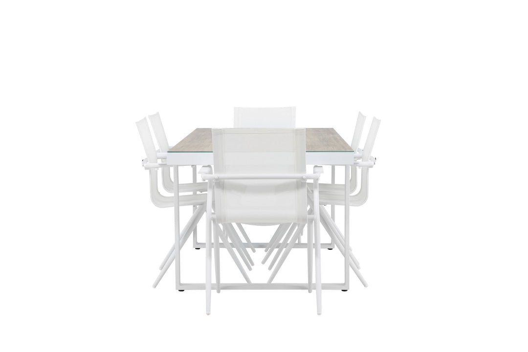 Venture Home Merlo Dining Table - White/Whitewash +Alina Dining Chair - white Alu / White Textilene _6