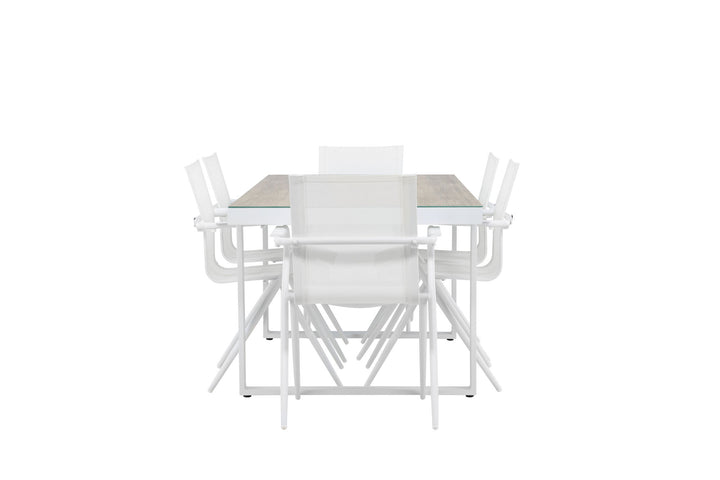 Venture Home Merlo Dining Table - White/Whitewash +Alina Dining Chair - white Alu / White Textilene _6