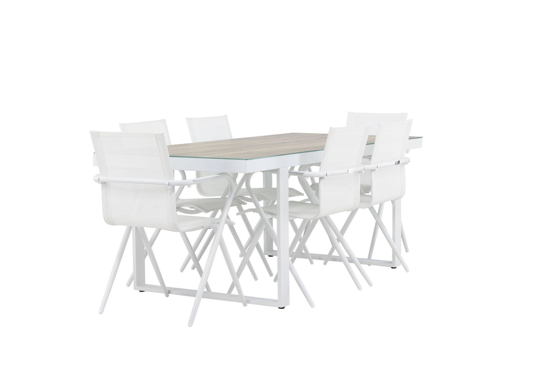 Venture Home Merlo Dining Table - White/Whitewash +Alina Dining Chair - white Alu / White Textilene _6