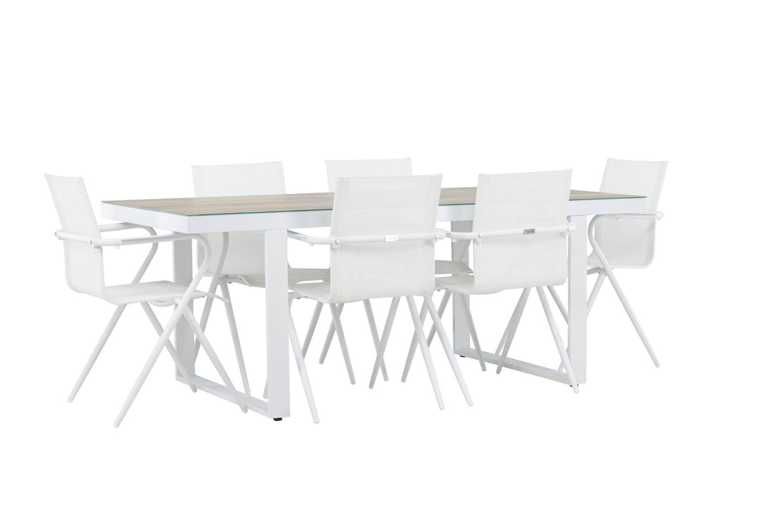 Venture Home Merlo Dining Table - White/Whitewash +Alina Dining Chair - white Alu / White Textilene _6