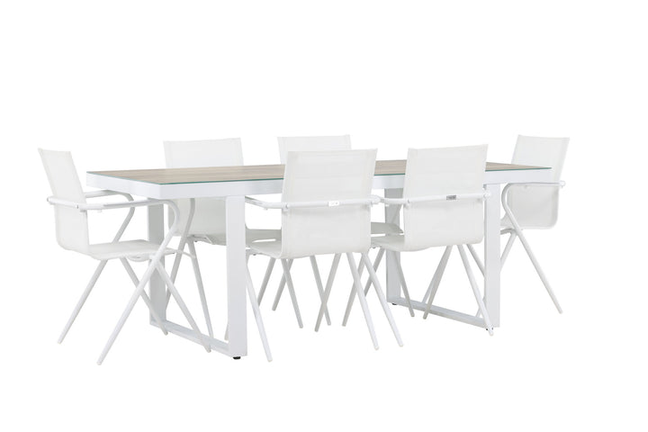 Venture Home Merlo Dining Table - White/Whitewash +Alina Dining Chair - white Alu / White Textilene _6