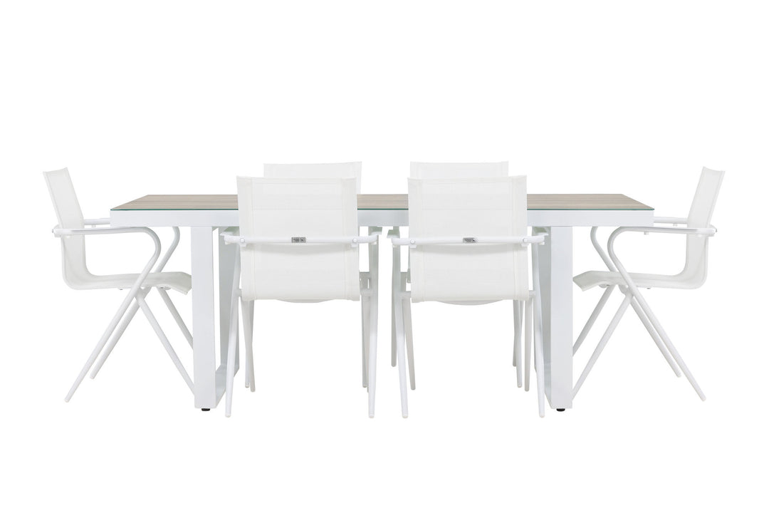 Venture Home Merlo Dining Table - White/Whitewash +Alina Dining Chair - white Alu / White Textilene _6