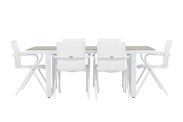 Venture Home Merlo Dining Table - White/Whitewash +Alina Dining Chair - white Alu / White Textilene _6