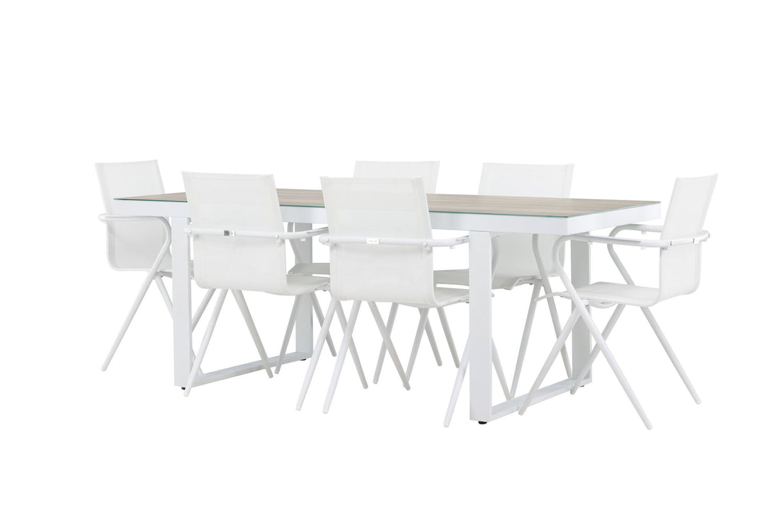 Venture Home Merlo Dining Table - White/Whitewash +Alina Dining Chair - white Alu / White Textilene _6