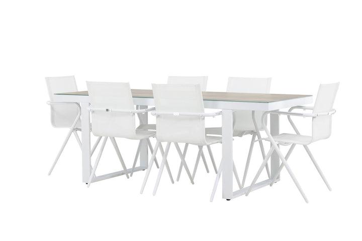 Venture Home Merlo Dining Table - White/Whitewash +Alina Dining Chair - white Alu / White Textilene _6